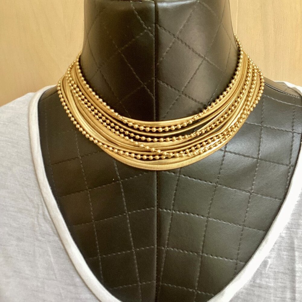 VTG Ben Amun Gold Tone Multi Strand Choker Style Necklace